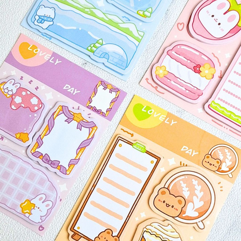 

DAY LOVELY Sticky Note 3 in 1 / Sticky Note 3 bentuk dalam 1 kemasan / Stick Note Memo