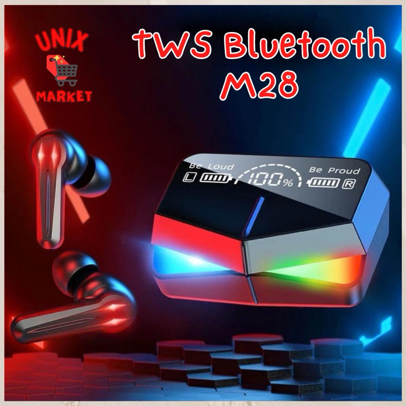 Headset Gaming M28 Dual mode TWS Earbud Earphone Bluetooth Headset Tipe-C tws Sentuh Tahan Air M-28