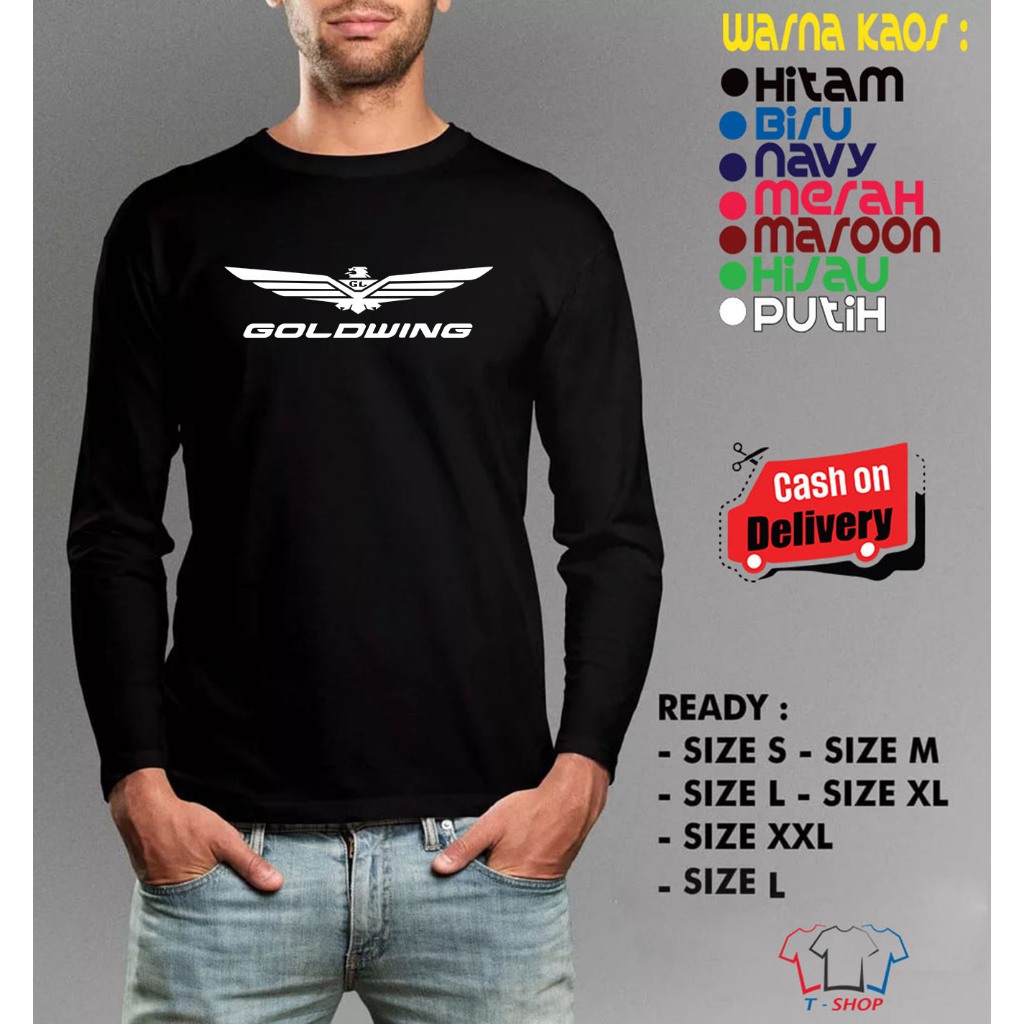 Kaos Baju Lengan Panjang Goldwing Logo Baju Distro Keren