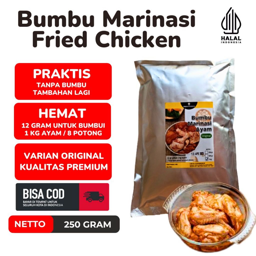 

Bumbu Marinasi Fried Chicken Original Bumbu Marinasi Ayam Geprek 250 Gram