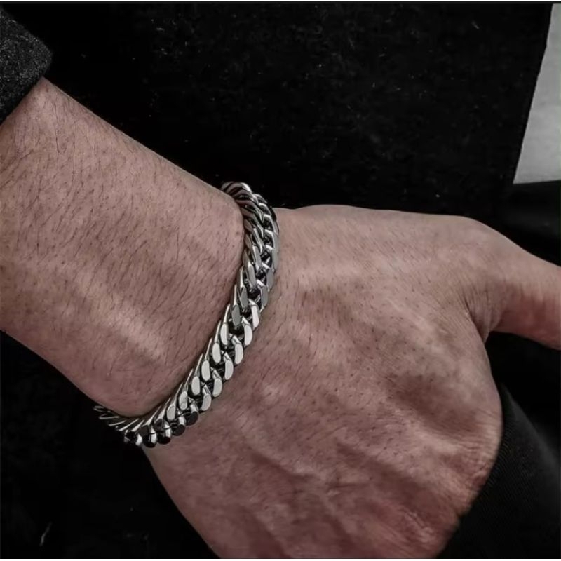 GELANG TANGAN PRIA MODEL RANTAI PUNK LEBAR 5 MM BAHAN TITANIUM SASLI