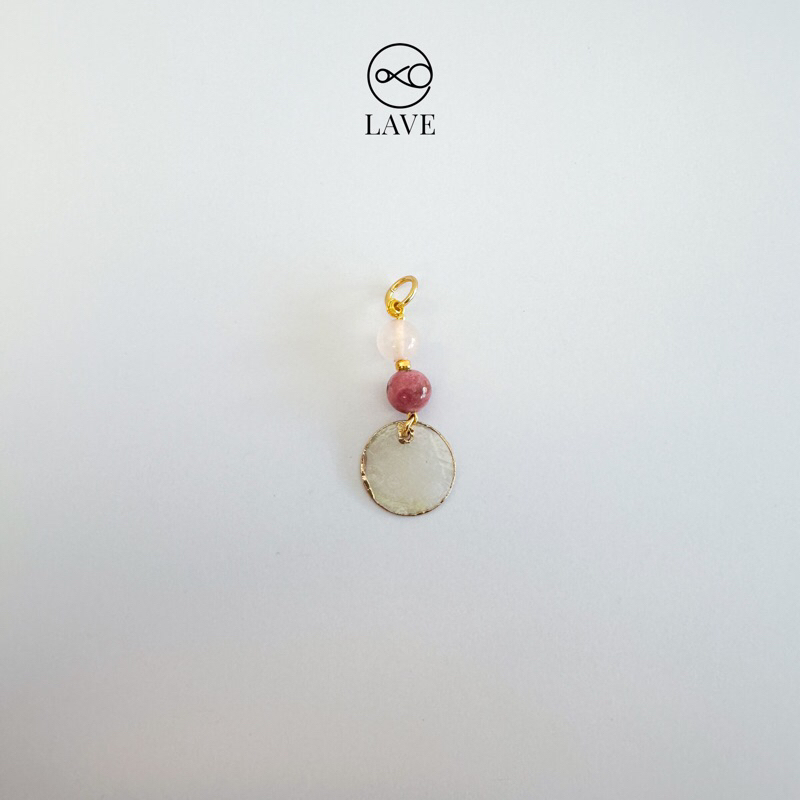 Rose Quartz Rhodonite Crystal Pendant Gold