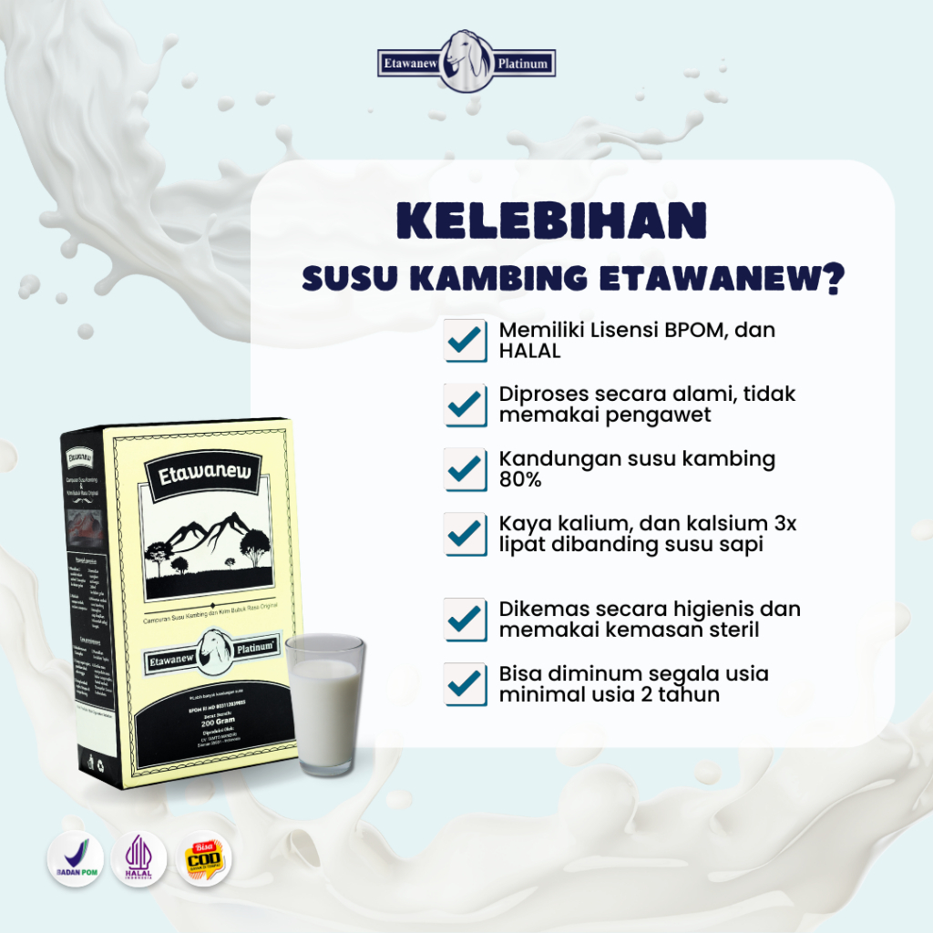 

ETAWANEW PLATINUM - Susu Kambing Etawa - Susu Kambing - Murni - Original - Netto 200 gram