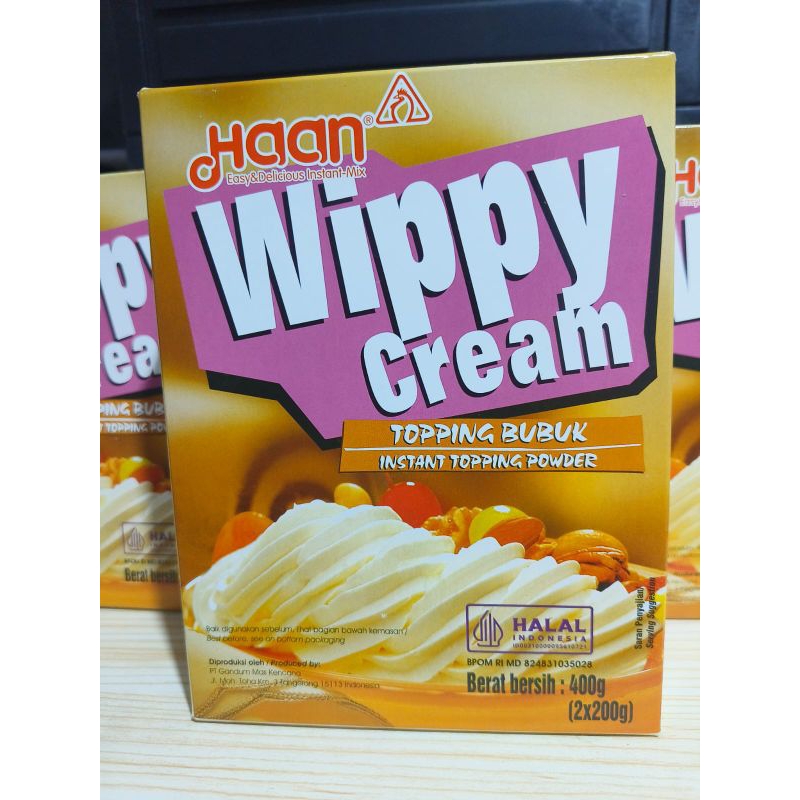 

Haan wippy cream kemasan 400gr & 200gr