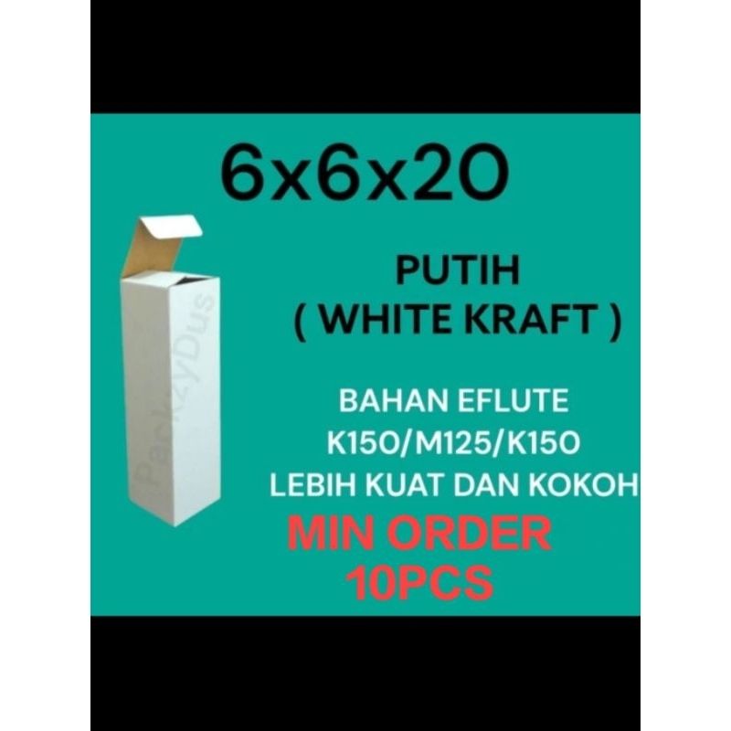 

dus diecut 6x6x20 WARNA PUTIH