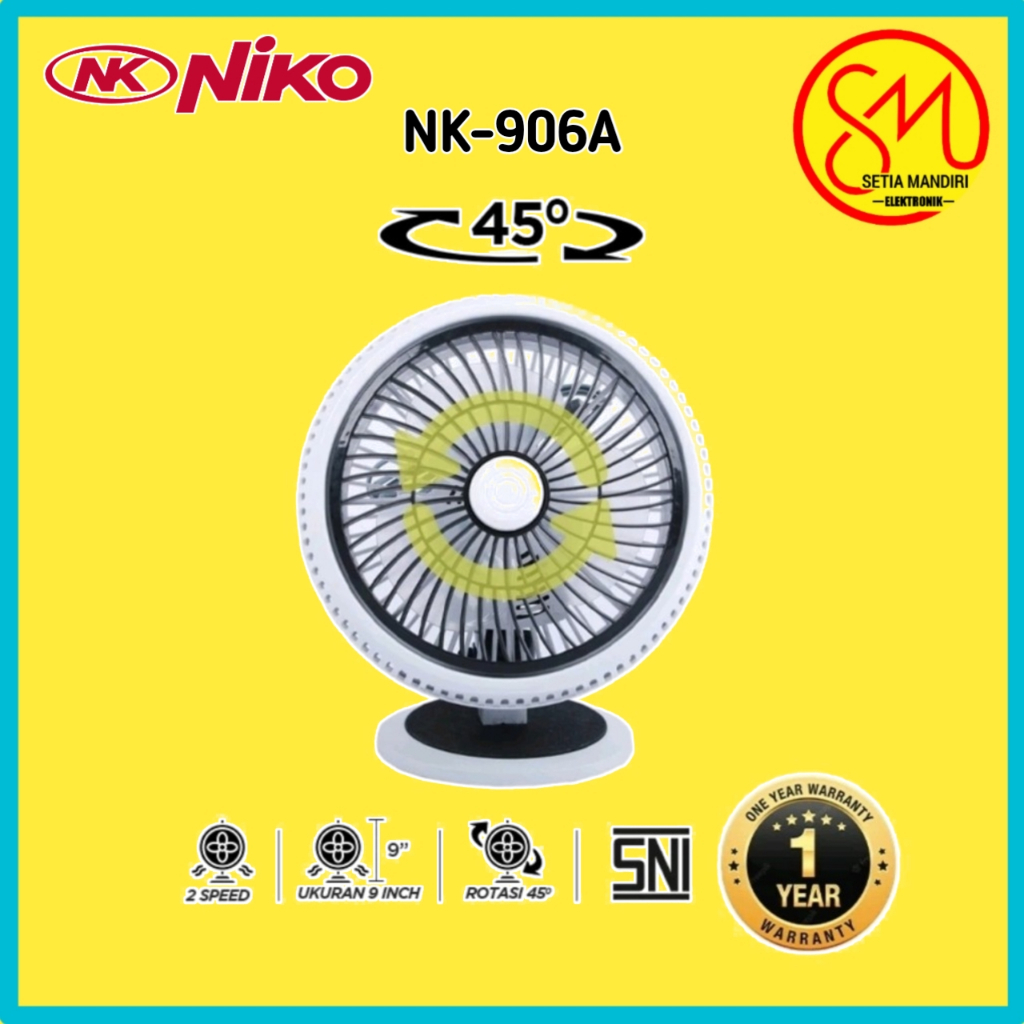 NIKO NK906A Kipas Angin Meja 9 Inch Fan Rotating Duduk NK 906A
