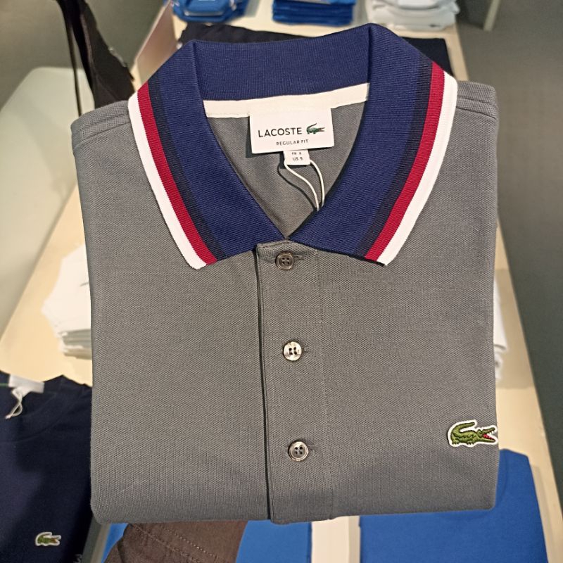 Baju Lacoste Mens Grey Original