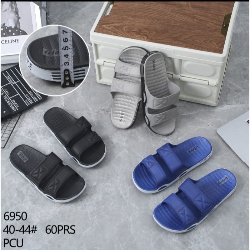 Sandal Karet Jelly Import Motif Slop Ban Dua Karet Empuk Ringan Anti Slip Sandal Pria Dewasa 6950 40
