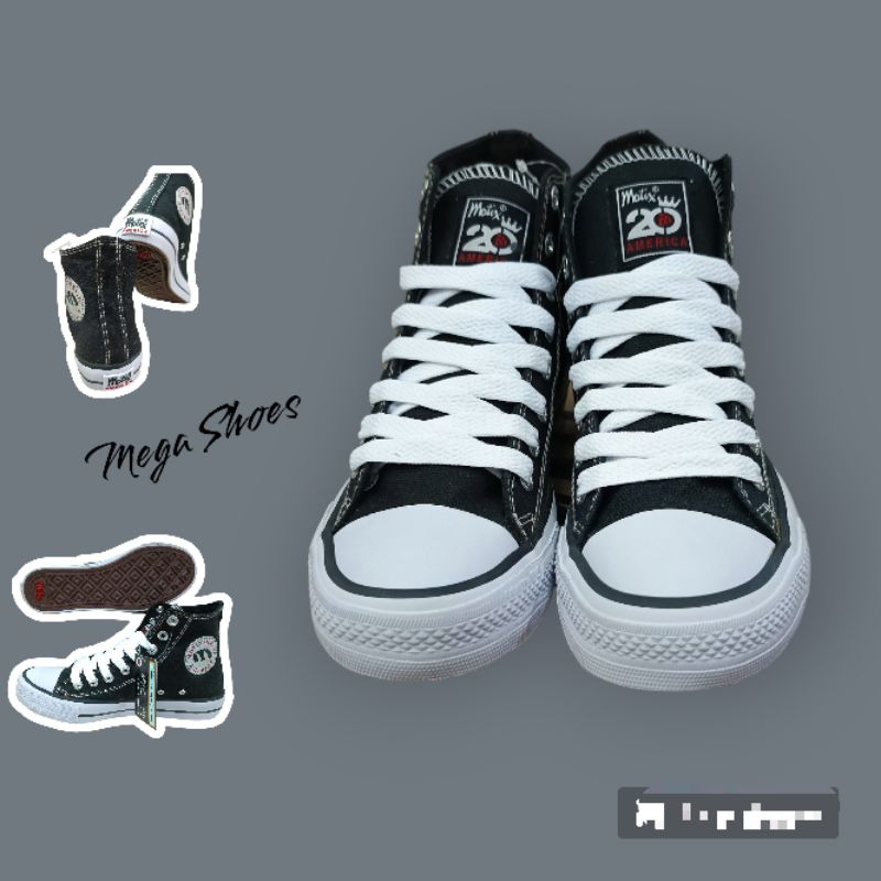 Sepatu sekolah MOTIX AMERICA High Black White Original