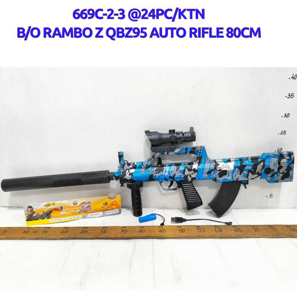 669-2-3 Rambo Z QBZ95 Auto Rifle Pistol Mainan Anak Peluru Gell