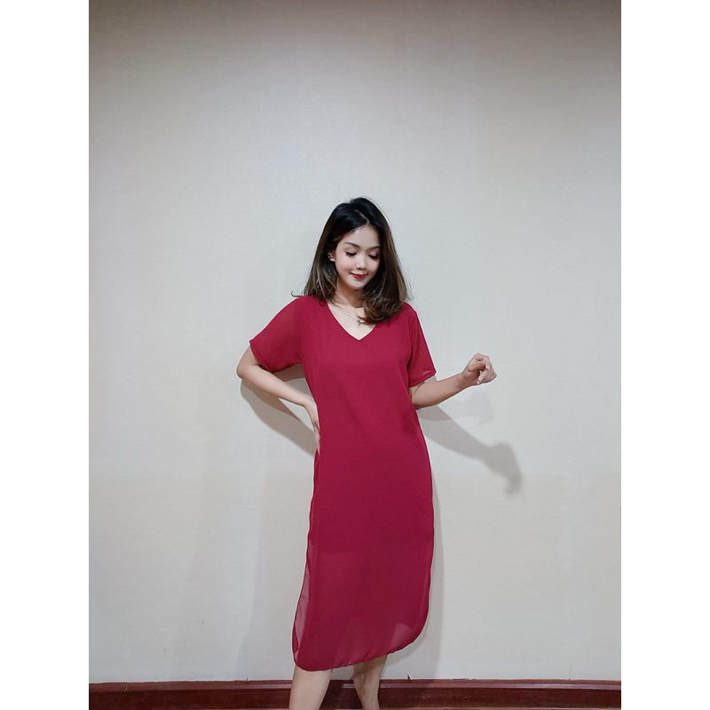 DRESS MERAH SILANG IMPORT THAILAND BANGKOK