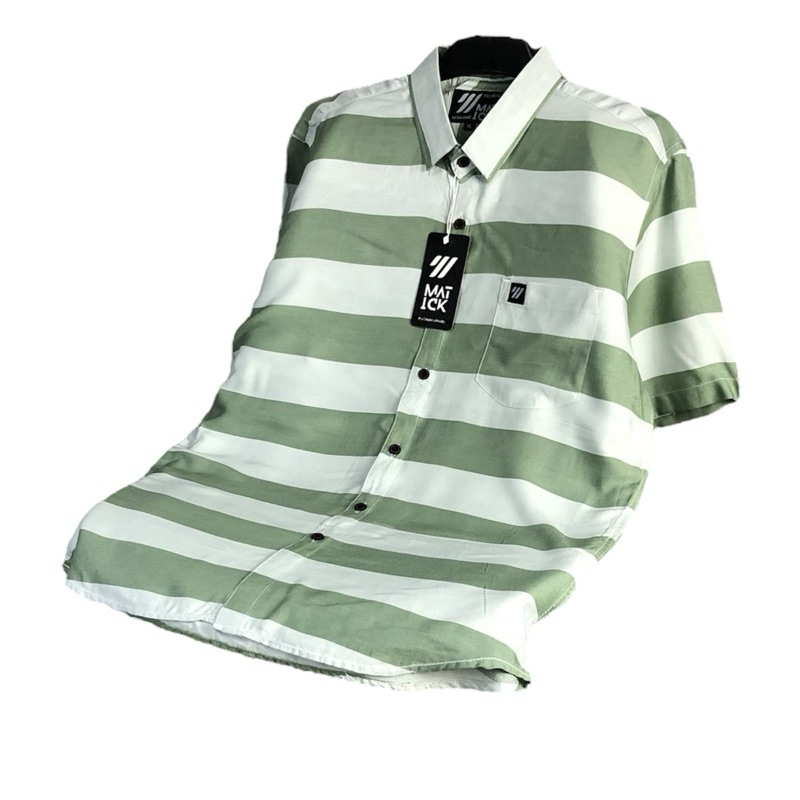 kemeja striped lengan pendek pria/kemeja pendek motif garis/M.L.XL