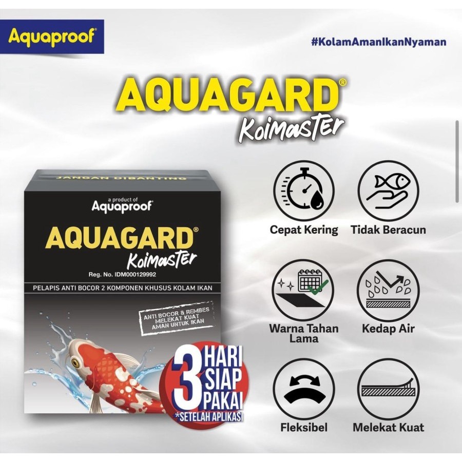 Aquagard koimaster 2.5 kg pelapis anti bocor khusus kolam ikan cat kolam ikan koi anti bocor 2 kompo