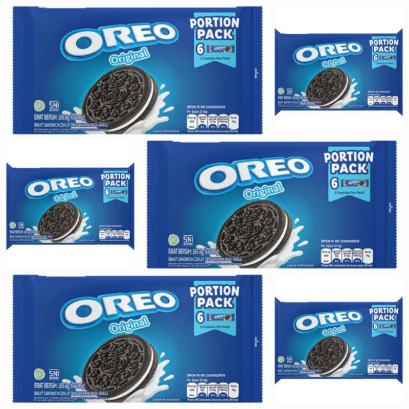 

Oreo Original Biskuit Sandwich Coklat Dengan Krim Rasa Vanilla Portion Pack 6 × 27.6 GR