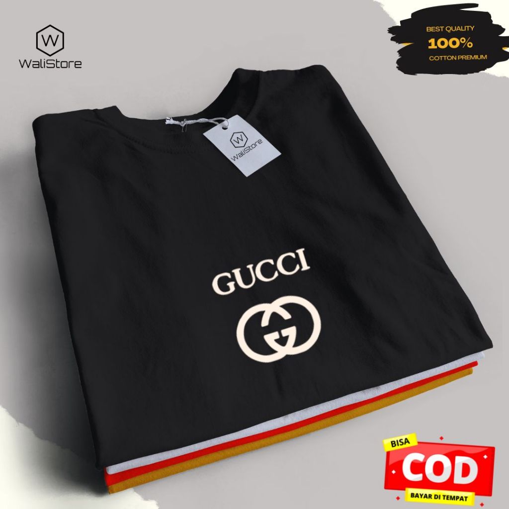 ⭐⭐⭐⭐⭐ TERLARIS Kaos Distro Branded GUCi Bisa Sablon Custom Kata Unik dan Lucu &gt; Bahan Katun Premium 20s yang Nyaman dan Adem Di Pakai