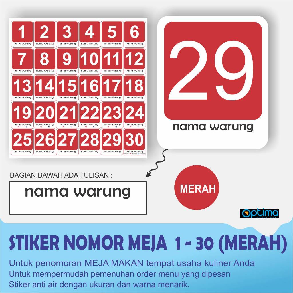 

STIKER NOMOR MEJA KULINER (MERAH)