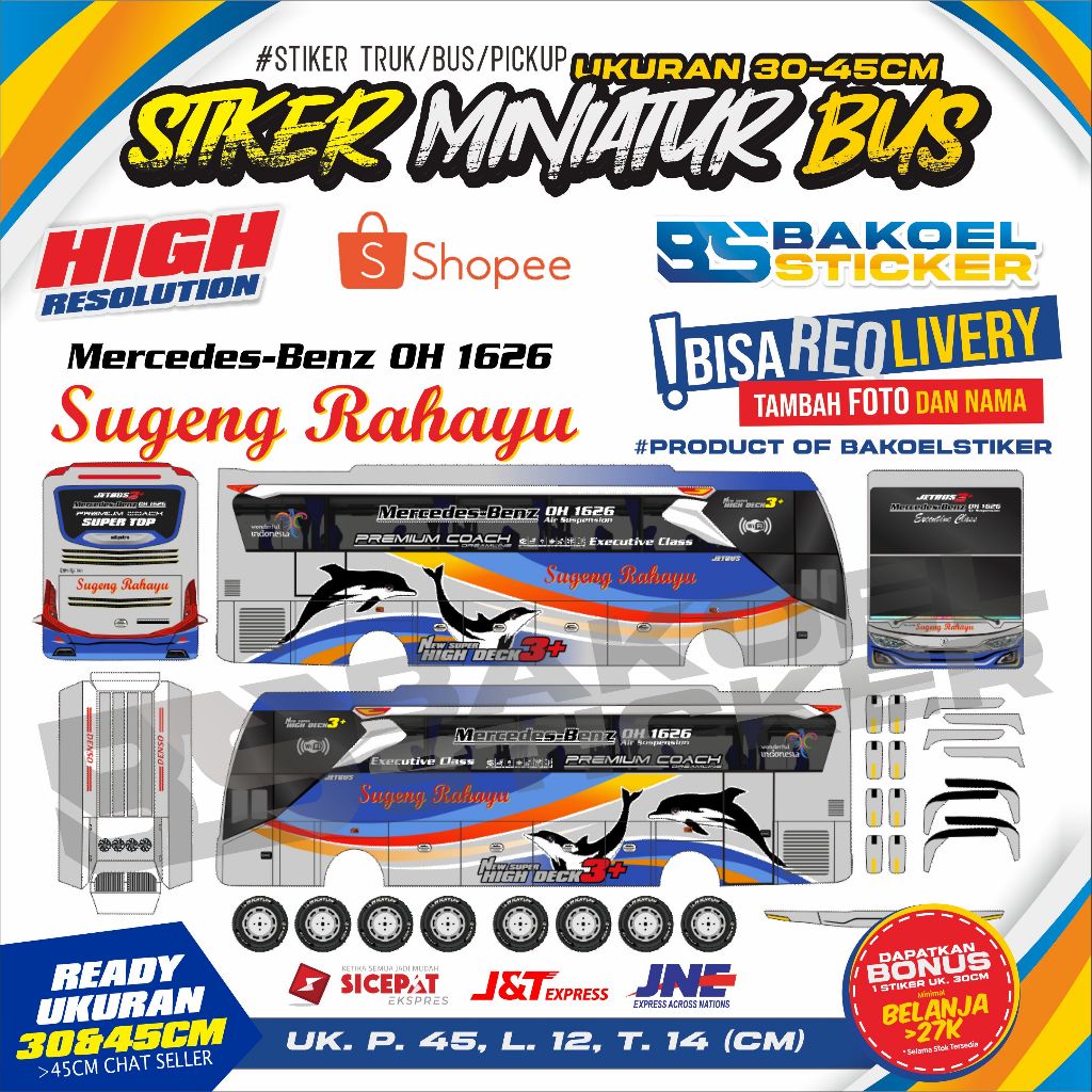 STIKER MINIATUR BUS JB3/2 UK. 30/45CM #6