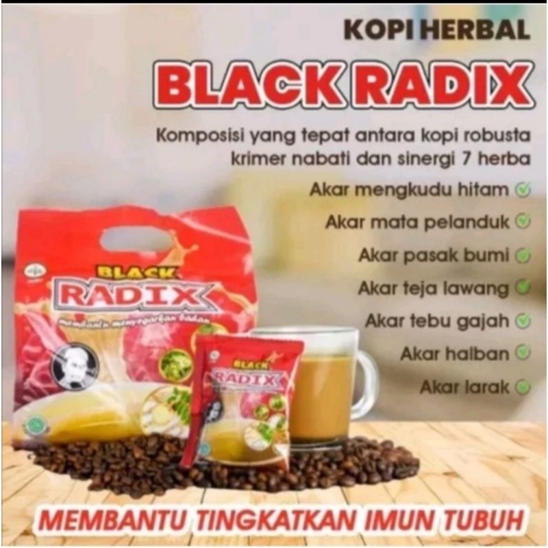 

Kopi Pak Haji Black Radix / Kopi Radix / Kemasan Pouch Isi 20 Sachet