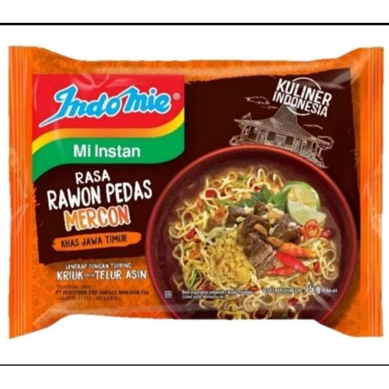 

indomie mie instant rasa rawon pedas mercon / pcs