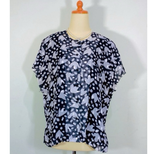 Blus Blouse Atasan model Oversize motif animal fullprint leopard loreng macan warna hitam putih blac
