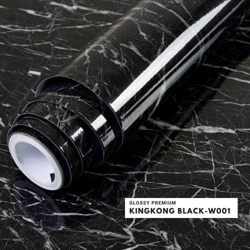 Wallpaper Stiker Dapur & Kamar Mandi Anti Air Minyak Dan Api Motif Marmer Kingkong Black Marble Glos