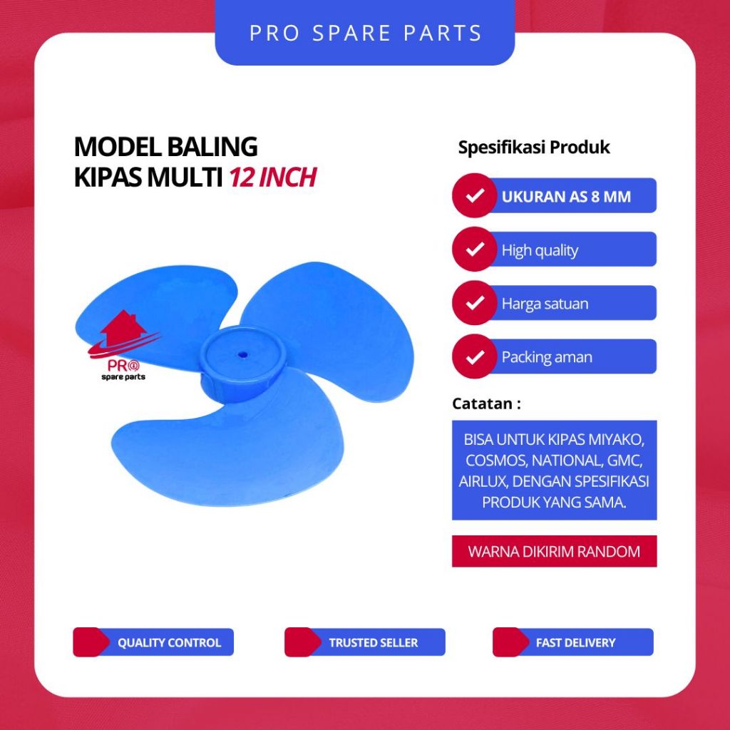 Baling-Baling Kipas Angin 12 Inch MULTI - Baling / Sparepart Kipas Angin