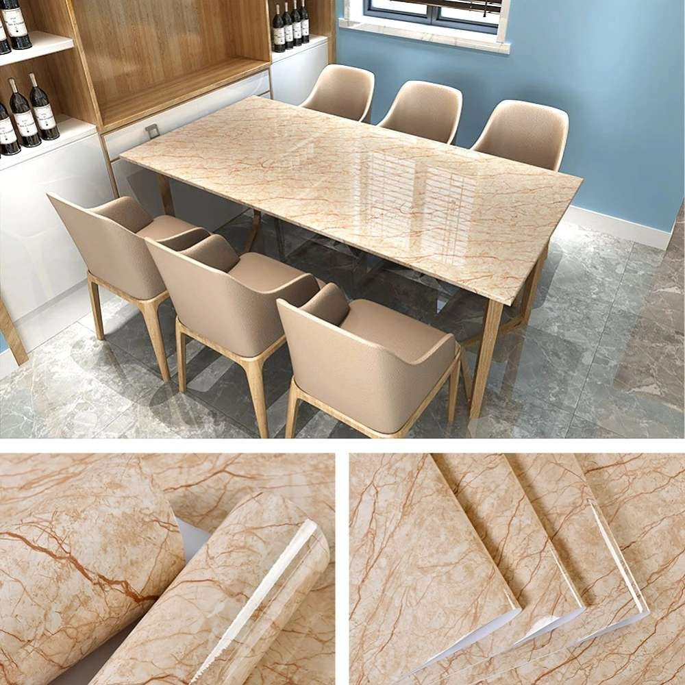 Walpaper Stiker Kitchen Stiker Motif Marmer Premium Marble Sandal Wood