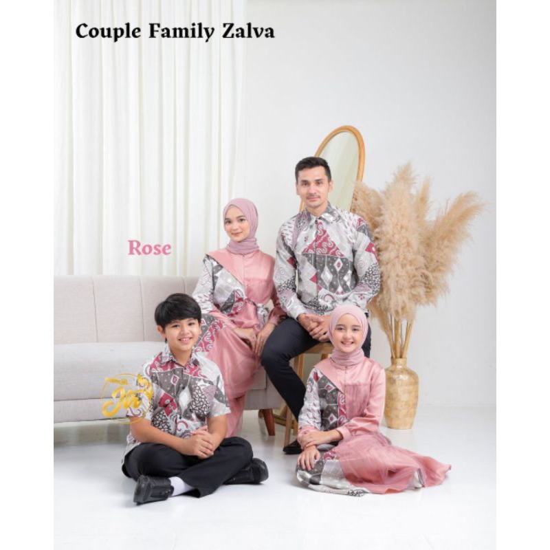 COUPLE BUSANA MUSLIM ZALVA FAMILY seragam batik keluarga ayah ibu anak cewek amak cowok murah warna 