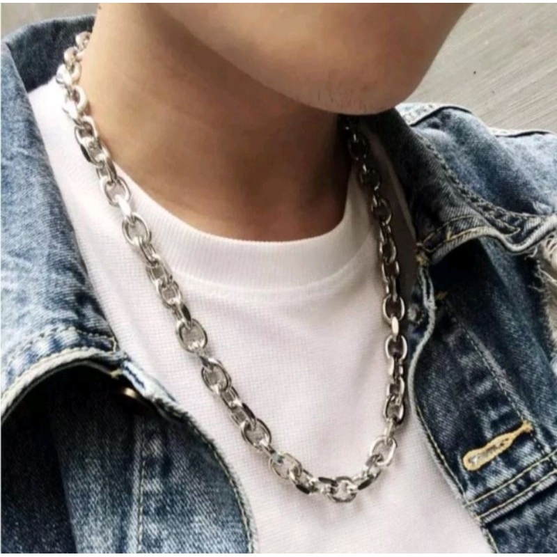 KALUNG TITANIUM PRIA PUNK RANTAI KAPAL ANTI KARAT