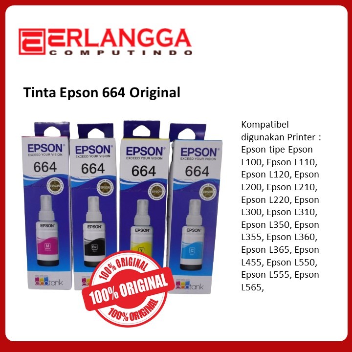 Tinta Printer Epson 664 Murah Original Asli Berkualitas Kemasan Baru