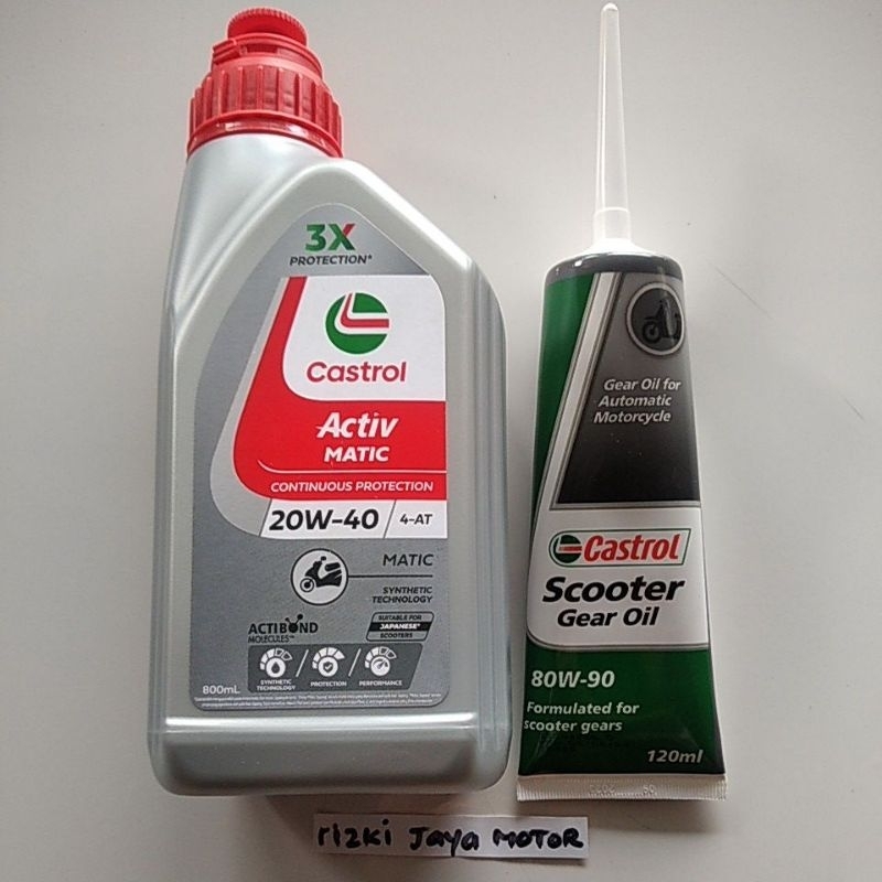 Oli castrol activ matic 20W-40 800ml & Oli gear gardan tranmisi motor matic 120ml asli CASTROL