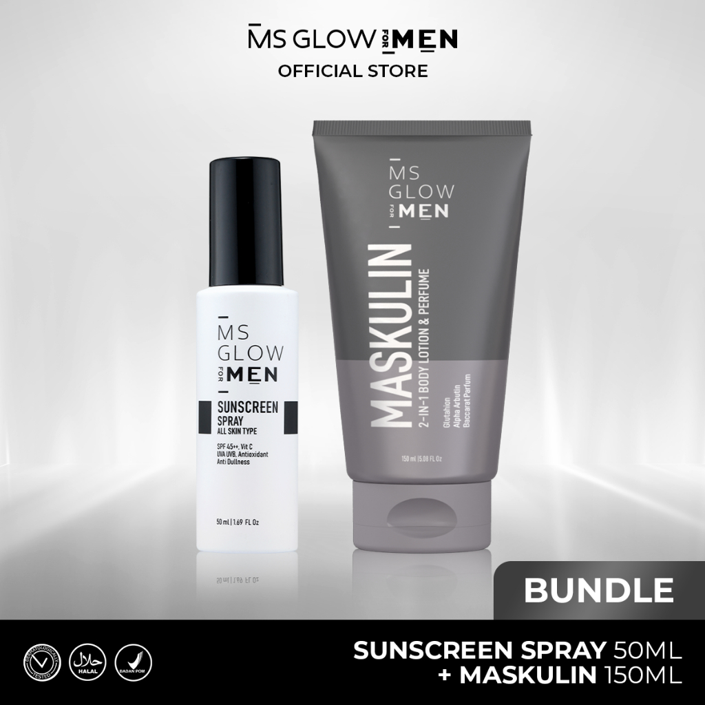 MS Glow For Men - Sunscreen Spray - 50 ml + Maskulin - 150 ml