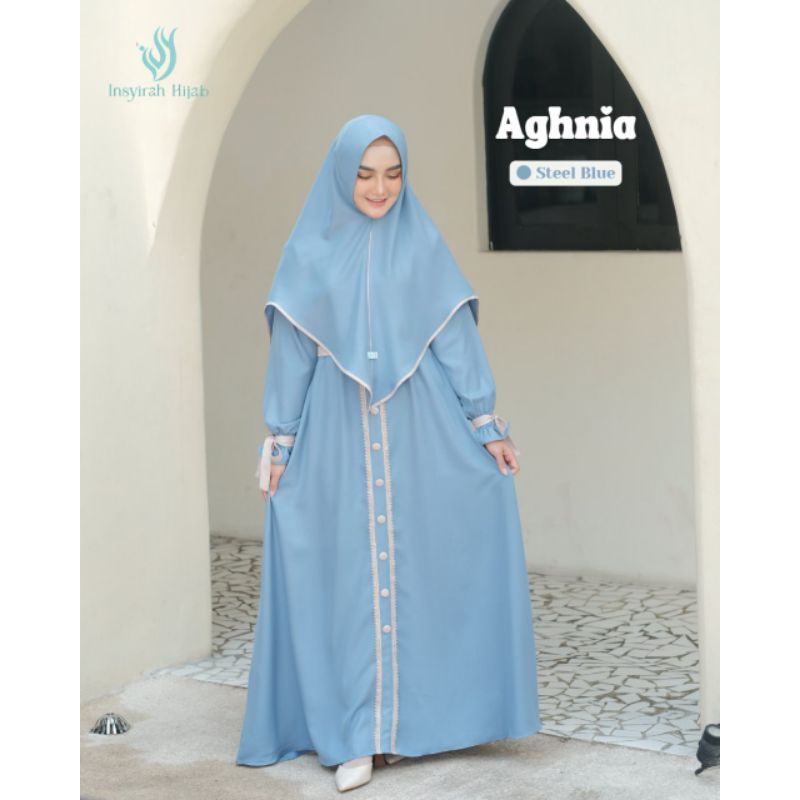 Set gamis remaja biru muda