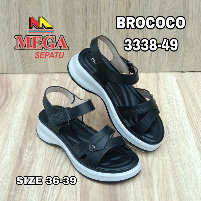 SANDAL LET WANITA TERBARU TINGGI ALAS 4CM MEREK BROCOCO 3338-49 BLACK