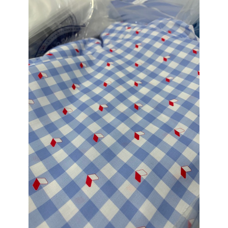 Kain Arrow Gingham Kotak Kotak Biru Putih Prabowo Gibran Official Merchandise Pemilih Muda Store