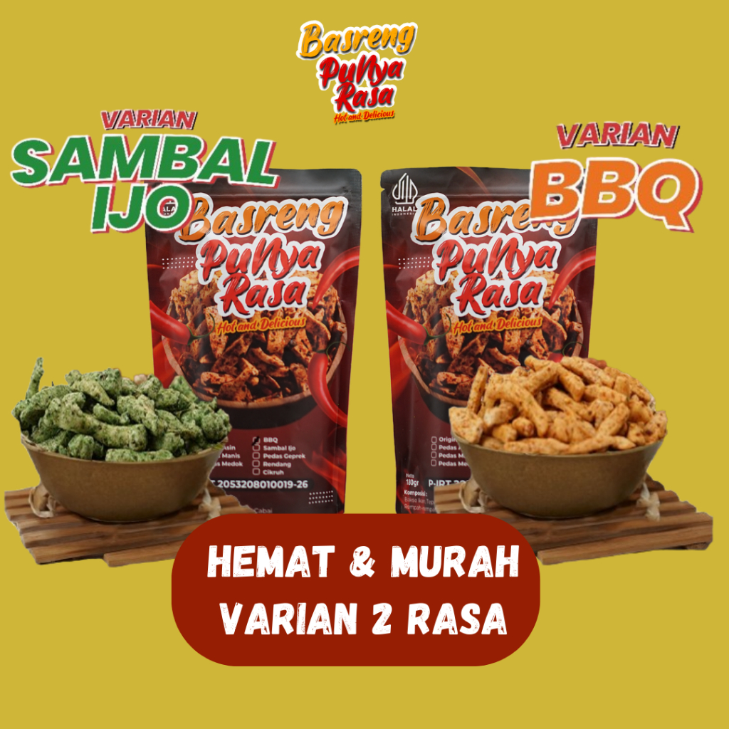 

Basreng Sambal Ijo dan BBQ Isi 2 Basreng Renyah Bumbu Kuat 100% HALAL dan Enak Banget