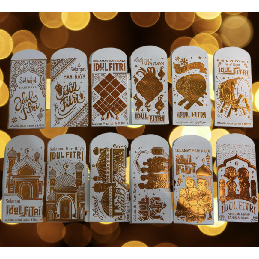 

Amplop Lebaran Poli Mengkilap Panjang / Angpau Amplop Lebaran Premium ukuran L (Putih Orange)