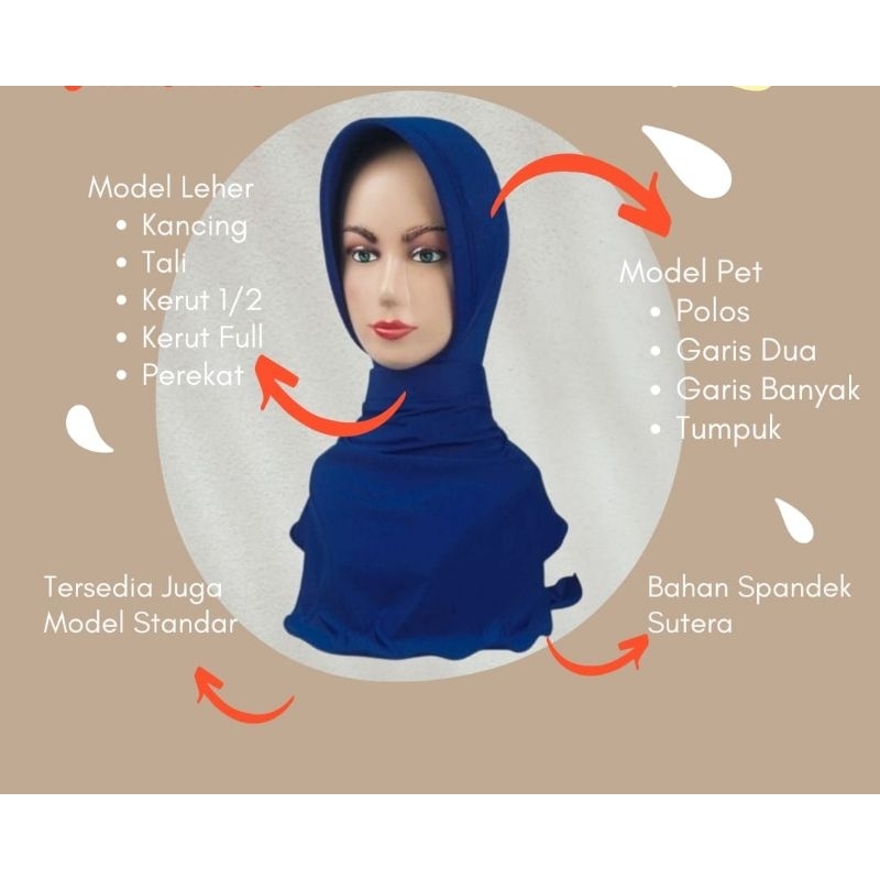 jilbab dinas anti tembem biru elektrik/ biru BCA