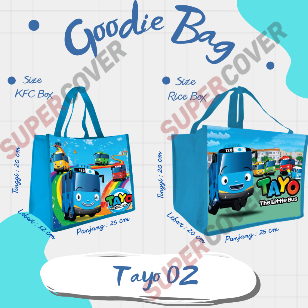 

Goodie Bag Gambar Kartun Tayo 02 Warna Biru Muda Untuk Acara Ulang Tahun, Aqiqah ,Kitanan , DLL