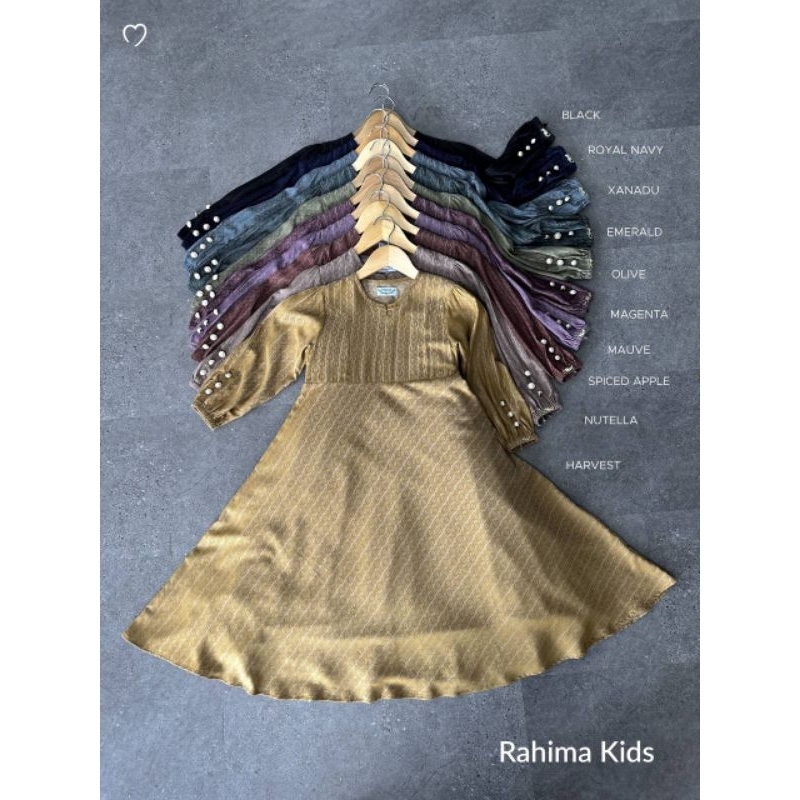 RAHIMAH KIDS EID SERIES TERBARU ORIGINAL BY MAHIRA INDONESIA GAMIS SYAR'I ANAK PEREMPUAN MOTIF RIVER