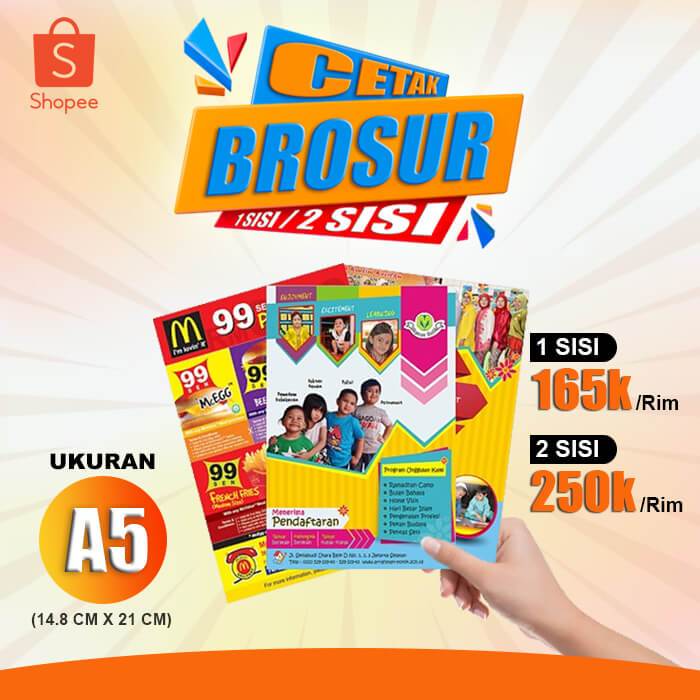 

Cetak Brosur A5 Murah | Flyer A5 Print 1 Sisi / 2 Sisi | Custom Desain Proses Cepat | Qty 1.000 Lbr