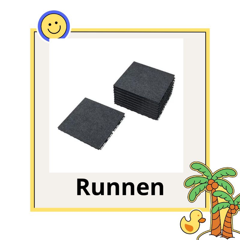 RUNNEN.       Dek lantai, luar ruang, tekstil abu-abu tua, 0.81 m². 9 pcs.SALE