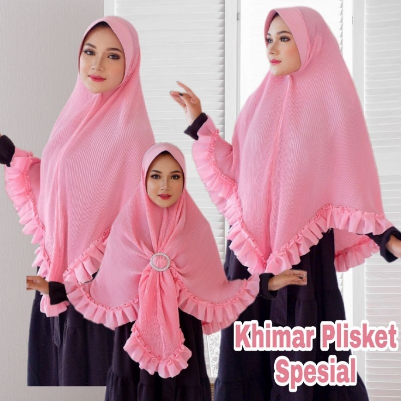 Jilbab Hijab Khimar Bergo Instan Plisket Dengan Rempel Size Jumbo
