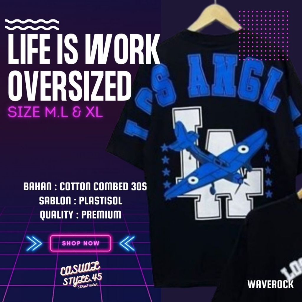 Kaos New Era Pria Oversize LA Baju Big Size MLB T-Shirt Baseball Hypbeast Fashion Casual Man Pakaian