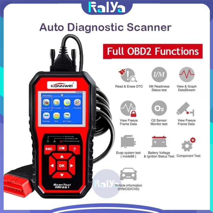 Yah_samanan - Scanner Mobil OBD2 KONNWEI KW850 Full Function Untuk Toyota Honda Suzuki Nissan