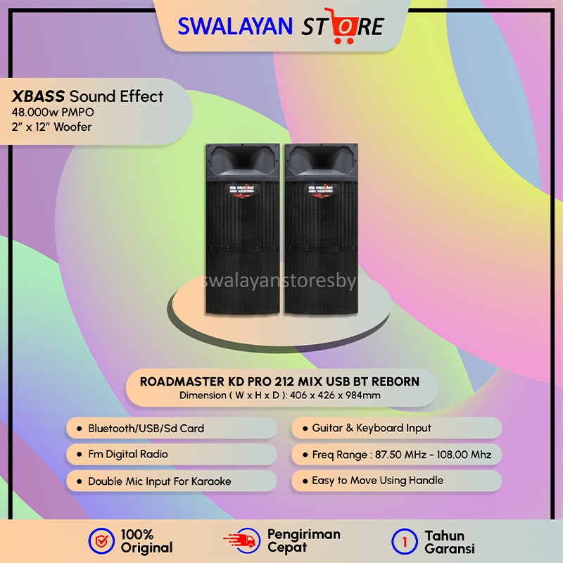 KHUSUS INSTANT SPEAKER ROADMASTER KD PRO 212 REBORN MIX USB BLUETOOTH