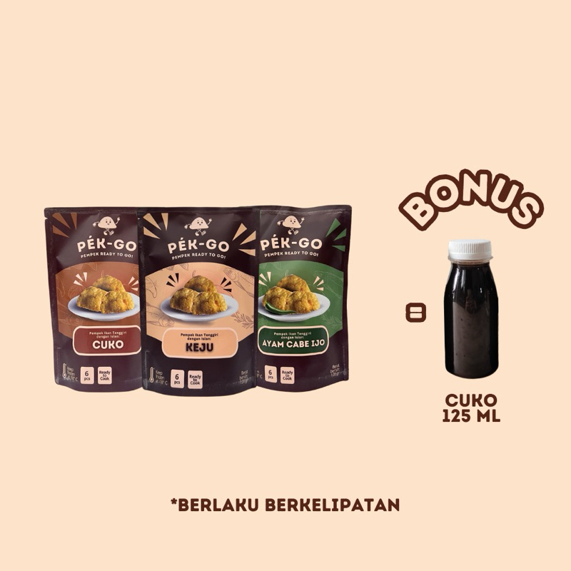 

Pek-Go | Pempek Kapal Selam Mini Frozen | 3 Variants Free 1 Additional Cuko
