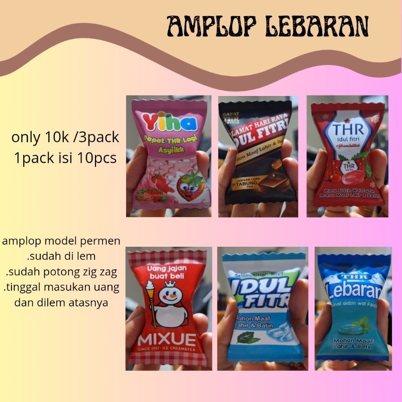 

Amplop lebaran VIRAL model PERMEN PAKET 3 PACK / 30PCS