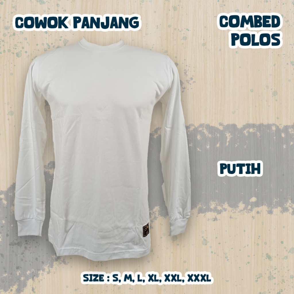 S-XXXL Kaos Polos Cowok Lengan Panjang/Seragam Kerja/Olahraga/Bigsize/Cotton Combed
