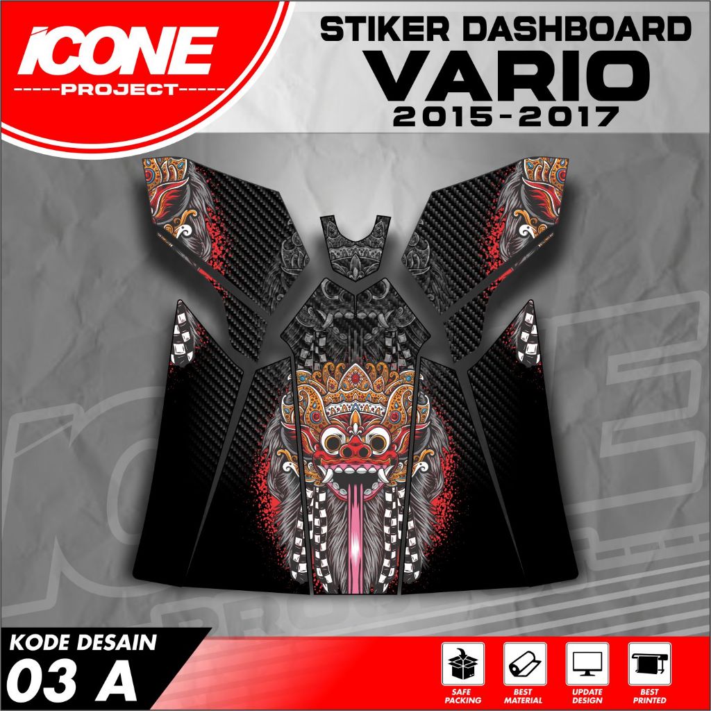 ICONE PRROJECT Tankpad Vario Led Old Striping Pelindung Dashboard Vario 125 Vario 150 Led 2015 - 201